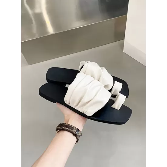 Contrast Color Pleated Slippers Contrast Color Pleated Slippers