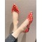 Contrast Color Pointed-Toe Polka-Dot V-Cut Low Heels Flat Shoes