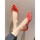 Contrast Color Pointed-Toe Polka-Dot V-Cut Low Heels Flat Shoes Contrast Color Pointed-Toe Polka-Dot V-Cut Low Heels Flat Shoes