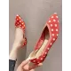 Contrast Color Pointed-Toe Polka-Dot V-Cut Low Heels Flat Shoes Contrast Color Pointed-Toe Polka-Dot V-Cut Low Heels Flat Shoes