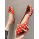 Contrast Color Pointed-Toe Polka-Dot V-Cut Low Heels Flat Shoes Contrast Color Pointed-Toe Polka-Dot V-Cut Low Heels Flat Shoes