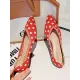 Contrast Color Pointed-Toe Polka-Dot V-Cut Low Heels Flat Shoes Contrast Color Pointed-Toe Polka-Dot V-Cut Low Heels Flat Shoes