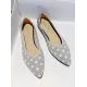 Contrast Color Pointed-Toe Polka-Dot V-Cut Low Heels Flat Shoes Contrast Color Pointed-Toe Polka-Dot V-Cut Low Heels Flat Shoes