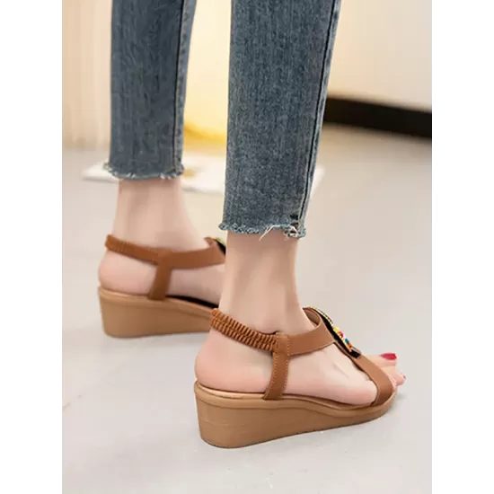 Elasticity Open Toe Peep Toe Wedges & Flatform Sandals Elasticity Open Toe Peep Toe Wedges & Flatform Sandals
