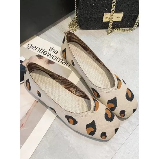 Breathable Contrast Color Leopard Flat Shoes Breathable Contrast Color Leopard Flat Shoes