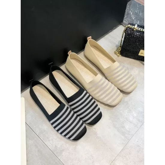 Breathable Contrast Color Striped Flat Shoes Breathable Contrast Color Striped Flat Shoes