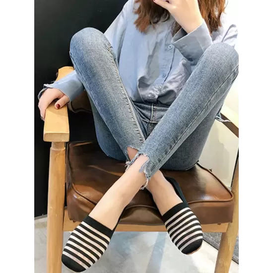 Breathable Contrast Color Striped Flat Shoes Breathable Contrast Color Striped Flat Shoes