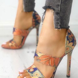 Open Toe Printed Pumps Sandals