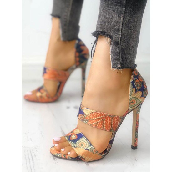 Open Toe Printed Pumps Sandals Open Toe Printed Pumps Sandals