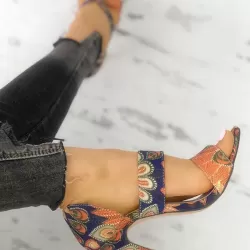 Open Toe Printed Pumps Sandals