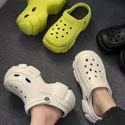 Hollow Round-Toe Slider Sandals Platform Shoes Crocs