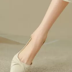 Pleated Pointed-Toe Shallow Cut Sling Shoes