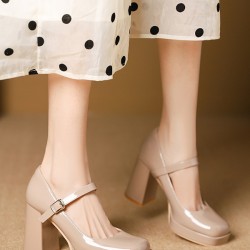Shallow Cut Square-Toe Pumps Mary Janes
