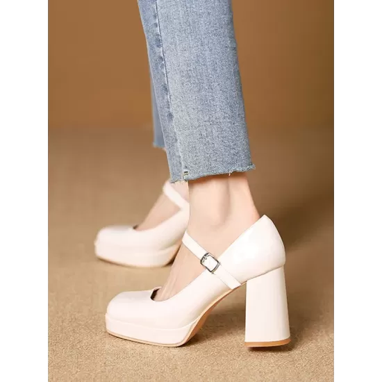 Shallow Cut Square-Toe Pumps Mary Janes Shallow Cut Square-Toe Pumps Mary Janes