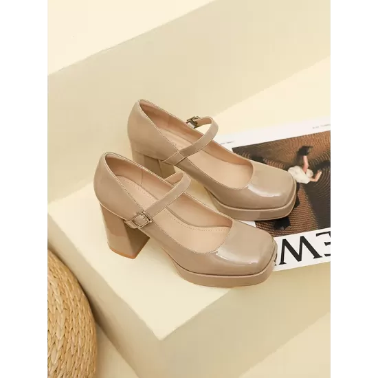 Shallow Cut Square-Toe Pumps Mary Janes Shallow Cut Square-Toe Pumps Mary Janes