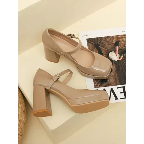 Shallow Cut Square-Toe Pumps Mary Janes Shallow Cut Square-Toe Pumps Mary Janes