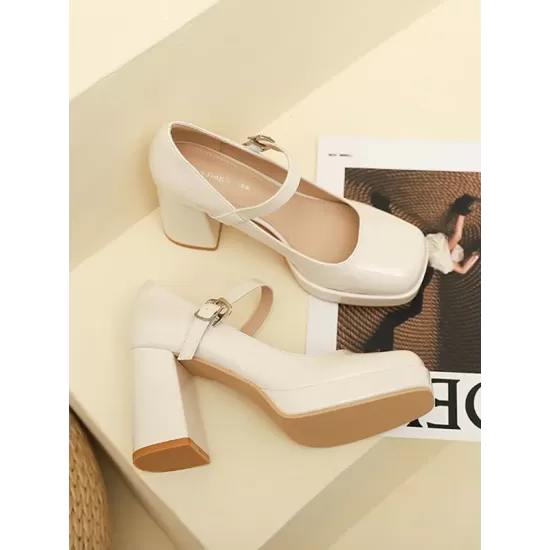 Shallow Cut Square-Toe Pumps Mary Janes Shallow Cut Square-Toe Pumps Mary Janes