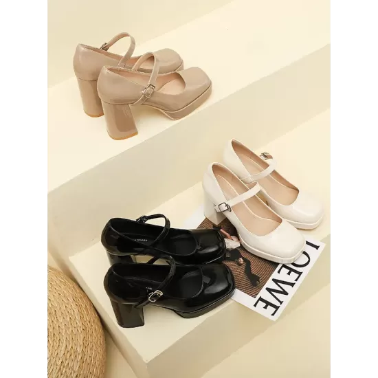 Shallow Cut Square-Toe Pumps Mary Janes Shallow Cut Square-Toe Pumps Mary Janes