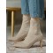 Pointed-Toe Split-Joint Zipper Sock Boots Boots