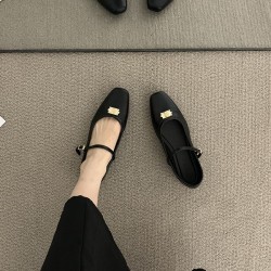 Lace-Up Shallow Cut Split-Joint Square-Toe Flat Shoes