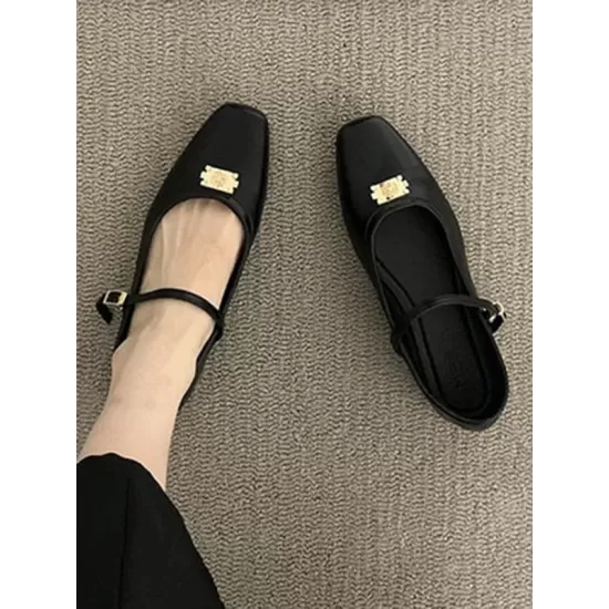 Lace-Up Shallow Cut Split-Joint Square-Toe Flat Shoes Lace-Up Shallow Cut Split-Joint Square-Toe Flat Shoes