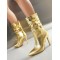 Pleated Snakeskin Printed Solid Color Split-Joint Pumps Boots