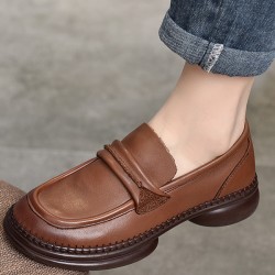 Round-Toe Solid Color Square-Toe Shoes