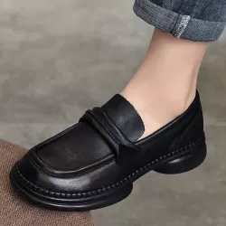 Round-Toe Solid Color Square-Toe Shoes