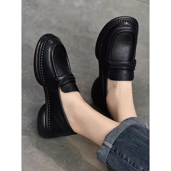 Round-Toe Solid Color Square-Toe Shoes Round-Toe Solid Color Square-Toe Shoes