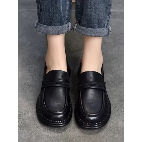 Round-Toe Solid Color Square-Toe Shoes Round-Toe Solid Color Square-Toe Shoes