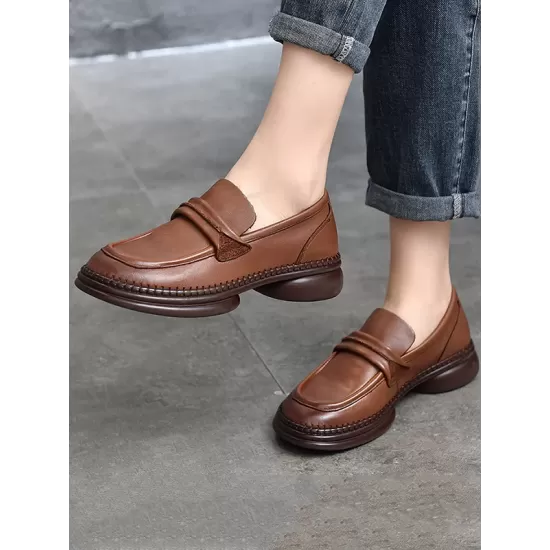 Round-Toe Solid Color Square-Toe Shoes Round-Toe Solid Color Square-Toe Shoes