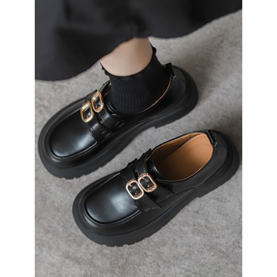 Round-Toe Split-Joint Platform Shoes Loafers Round-Toe Split-Joint Platform Shoes Loafers