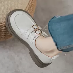 Round-Toe Split-Joint Platform Shoes Loafers