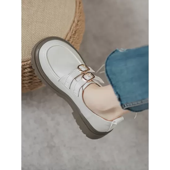Round-Toe Split-Joint Platform Shoes Loafers Round-Toe Split-Joint Platform Shoes Loafers