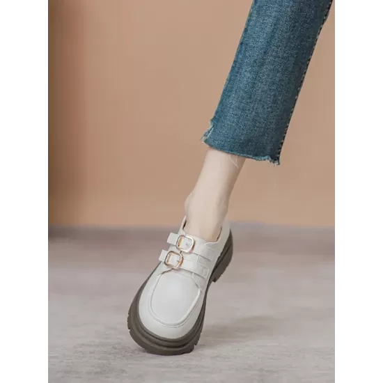 Round-Toe Split-Joint Platform Shoes Loafers Round-Toe Split-Joint Platform Shoes Loafers