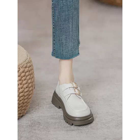 Round-Toe Split-Joint Platform Shoes Loafers Round-Toe Split-Joint Platform Shoes Loafers