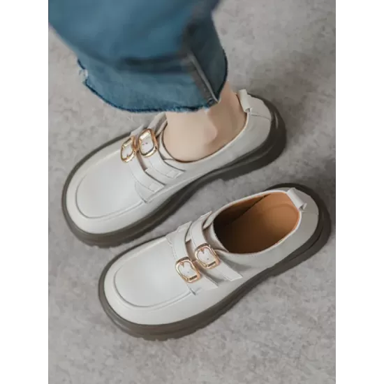 Round-Toe Split-Joint Platform Shoes Loafers Round-Toe Split-Joint Platform Shoes Loafers