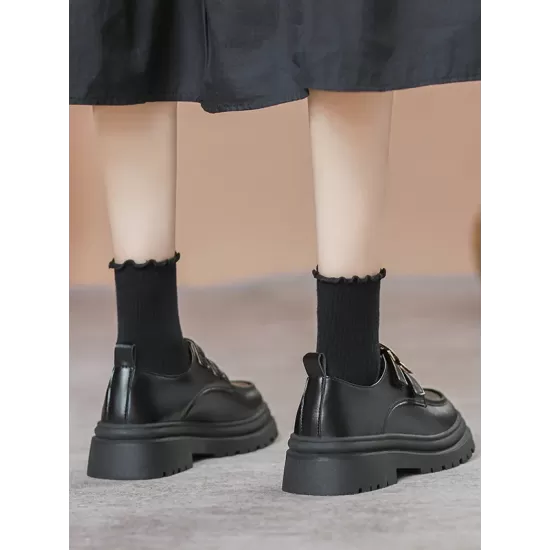 Round-Toe Split-Joint Platform Shoes Loafers Round-Toe Split-Joint Platform Shoes Loafers