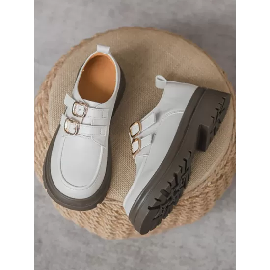 Round-Toe Split-Joint Platform Shoes Loafers Round-Toe Split-Joint Platform Shoes Loafers