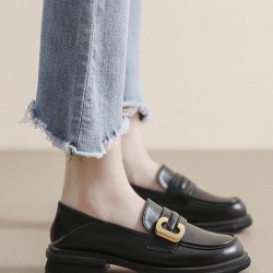 Round-Toe Split-Joint Platform Shoes Loafers