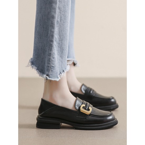Round-Toe Split-Joint Platform Shoes Loafers Round-Toe Split-Joint Platform Shoes Loafers