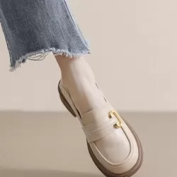 Round-Toe Split-Joint Platform Shoes Loafers