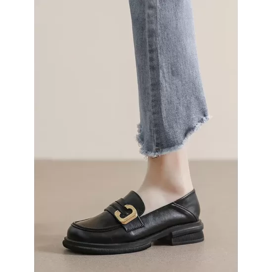 Round-Toe Split-Joint Platform Shoes Loafers Round-Toe Split-Joint Platform Shoes Loafers