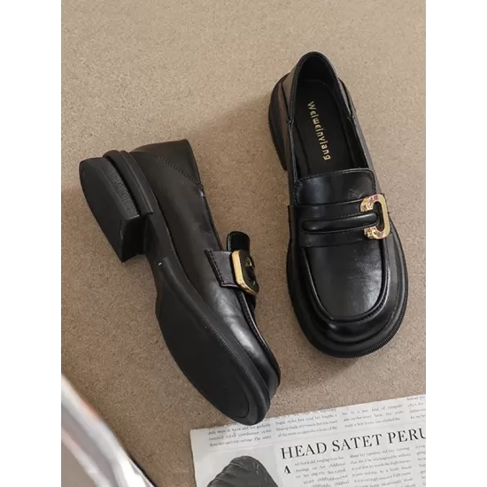 Round-Toe Split-Joint Platform Shoes Loafers Round-Toe Split-Joint Platform Shoes Loafers