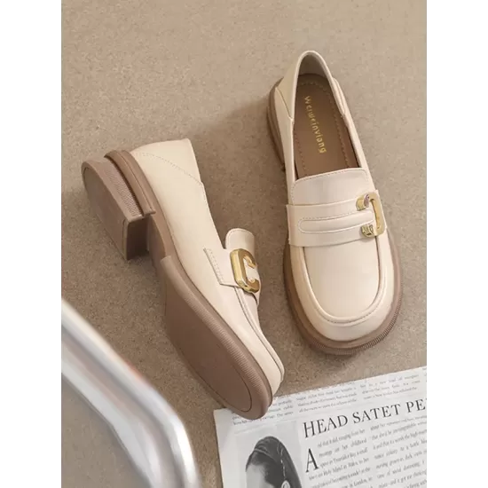 Round-Toe Split-Joint Platform Shoes Loafers Round-Toe Split-Joint Platform Shoes Loafers