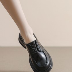 Lace-Up Round-Toe Split-Joint Loafers
