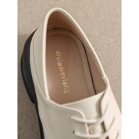 Lace-Up Round-Toe Split-Joint Loafers Lace-Up Round-Toe Split-Joint Loafers
