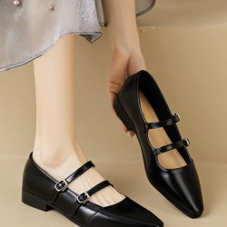 Pointed-Toe Shallow Cut Split-Joint Flat Shoes