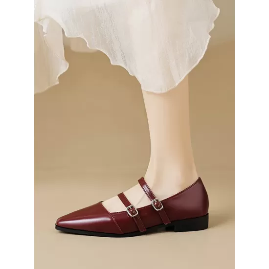 Pointed-Toe Shallow Cut Split-Joint Flat Shoes Pointed-Toe Shallow Cut Split-Joint Flat Shoes
