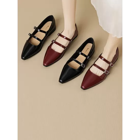 Pointed-Toe Shallow Cut Split-Joint Flat Shoes Pointed-Toe Shallow Cut Split-Joint Flat Shoes